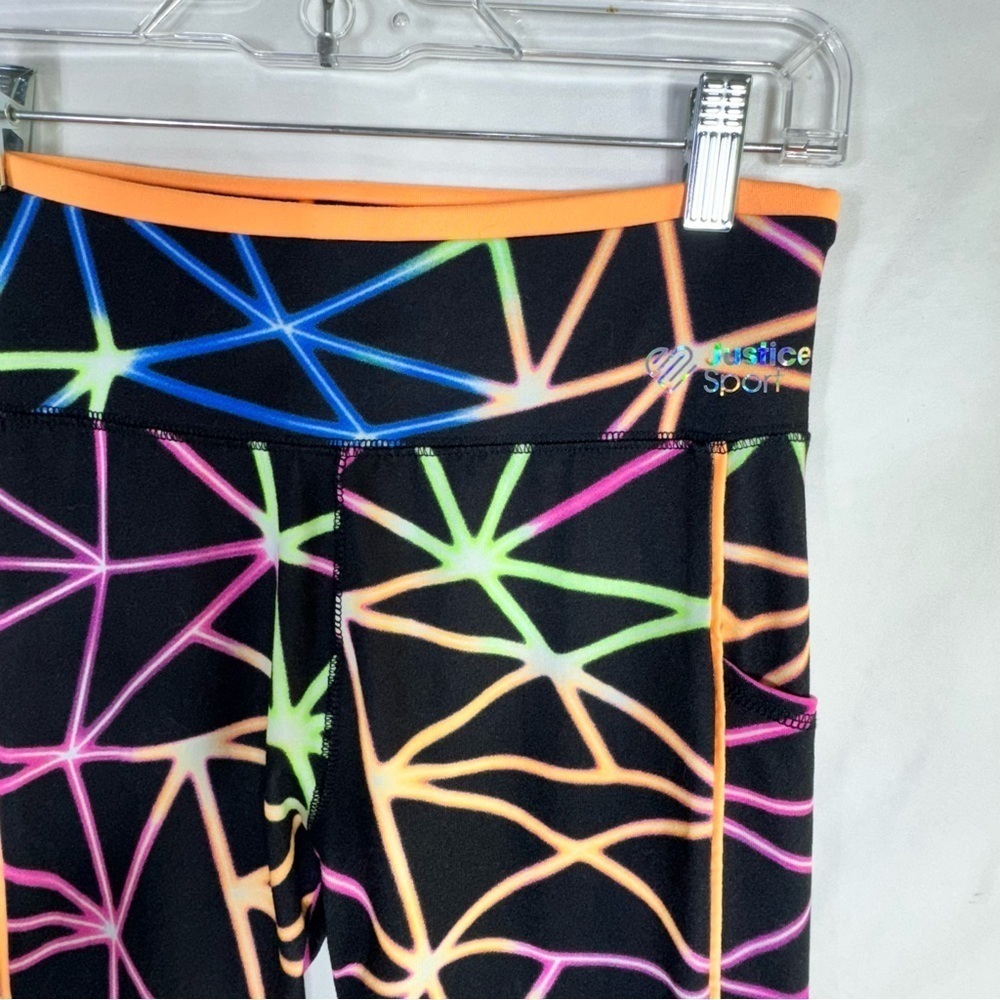 Justice Girls J-Sport Print Blocked Neon Laser Print Leggings - Picture 2 of 7